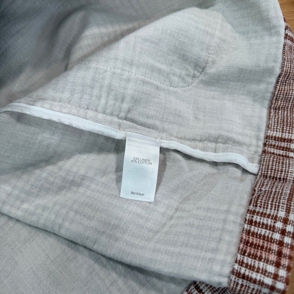 J. Jill Harper Relaxed Henna Plaid Linen Blend Longline Blazer Jacket XL Petite - Picture 7 of 8